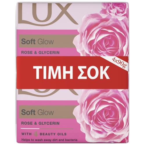 Lux Πακέτο Προσφοράς Soft Glow Rose & Glycerin Soap Σαπούνι με Άρωμα από Τριαντάφυλλα & Γλυκερίνη 4x90g